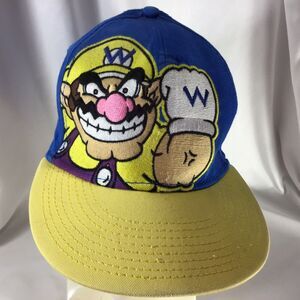 Wario Super Mario Nintendo S/M Baseball Cap Flat Bill Blue & Yellow A-flex